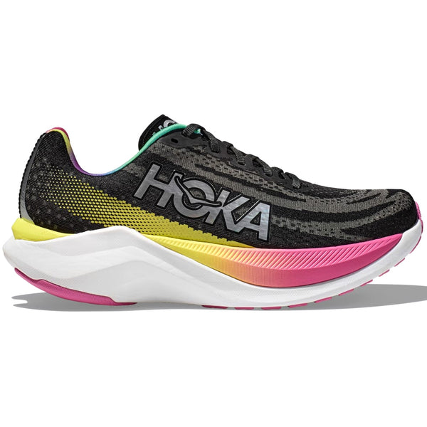 Hoka Women s Mach X Running Shoe Black Silver Achilles Heel