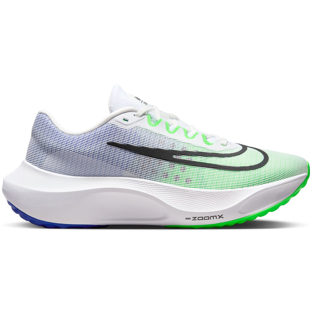 Nike Men s Zoom Fly 5 Running Shoes White Black Green Strike Racer Blue Achilles Heel