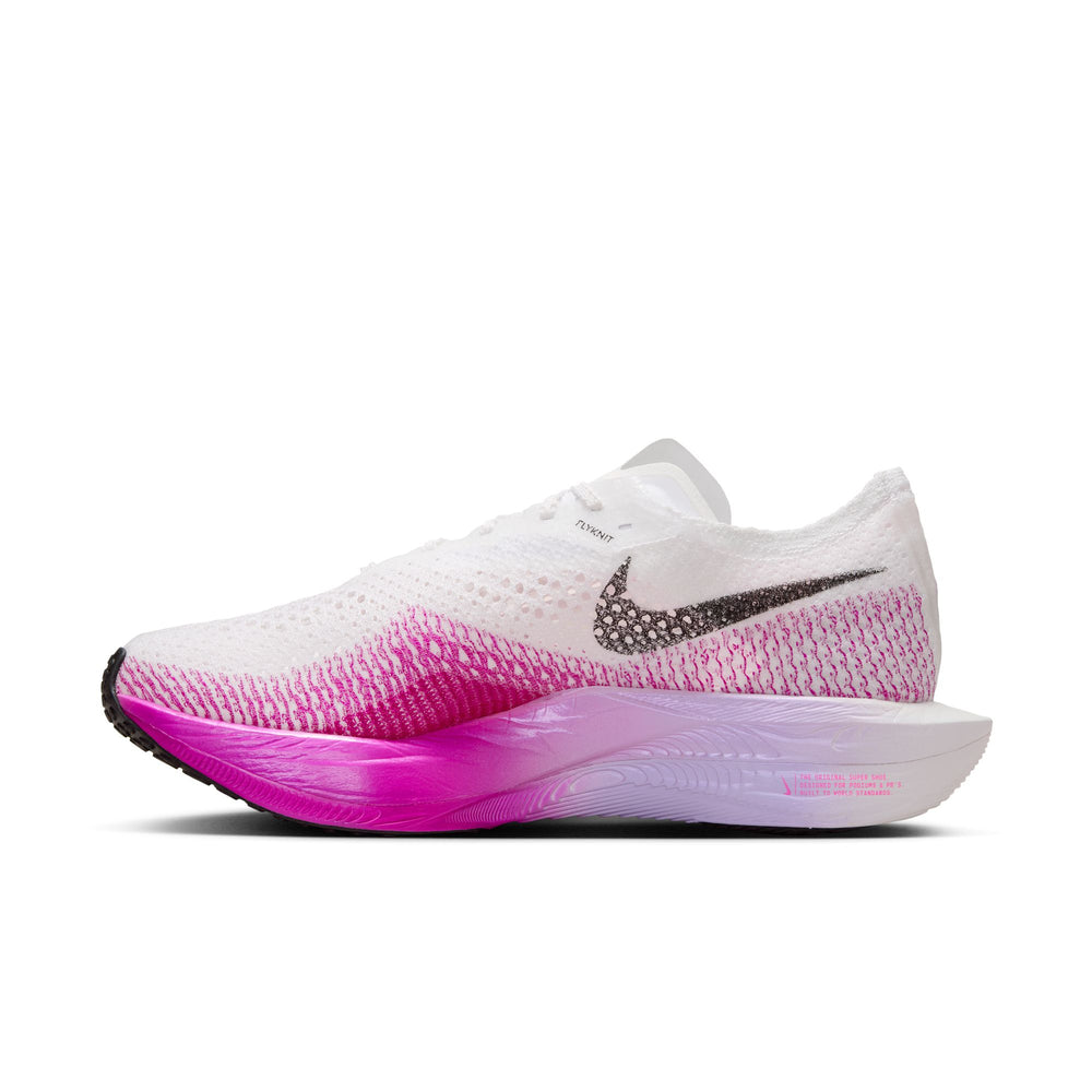 Nike Women's Vaporfly 3 Running Shoes White / Black / Vivid Purple / Purple Agate - achilles heel