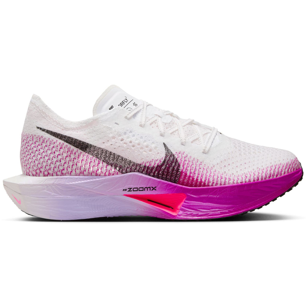 Nike Women's Vaporfly 3 Running Shoes White / Black / Vivid Purple / Purple Agate - achilles heel