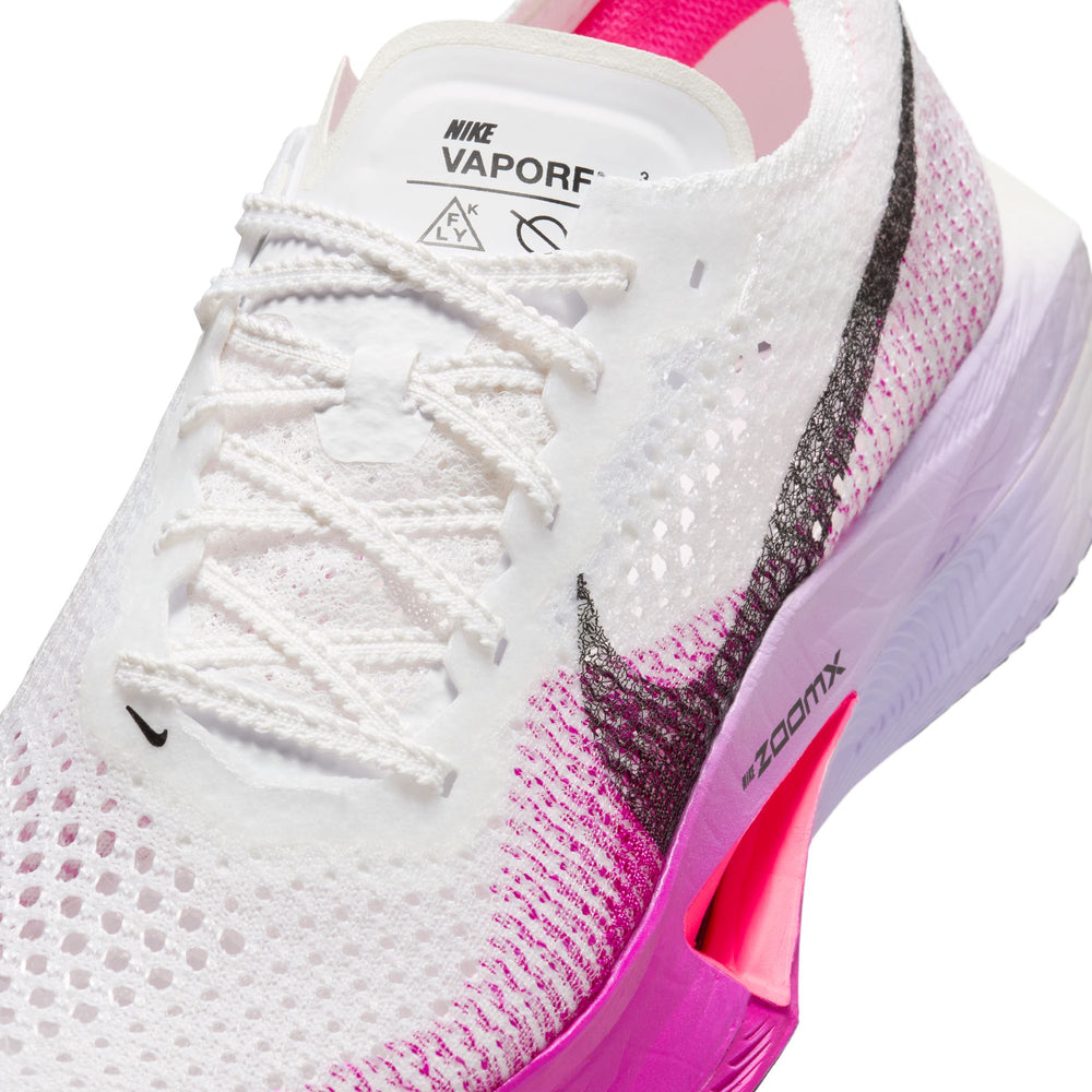 Nike Women's Vaporfly 3 Running Shoes White / Black / Vivid Purple / Purple Agate - achilles heel