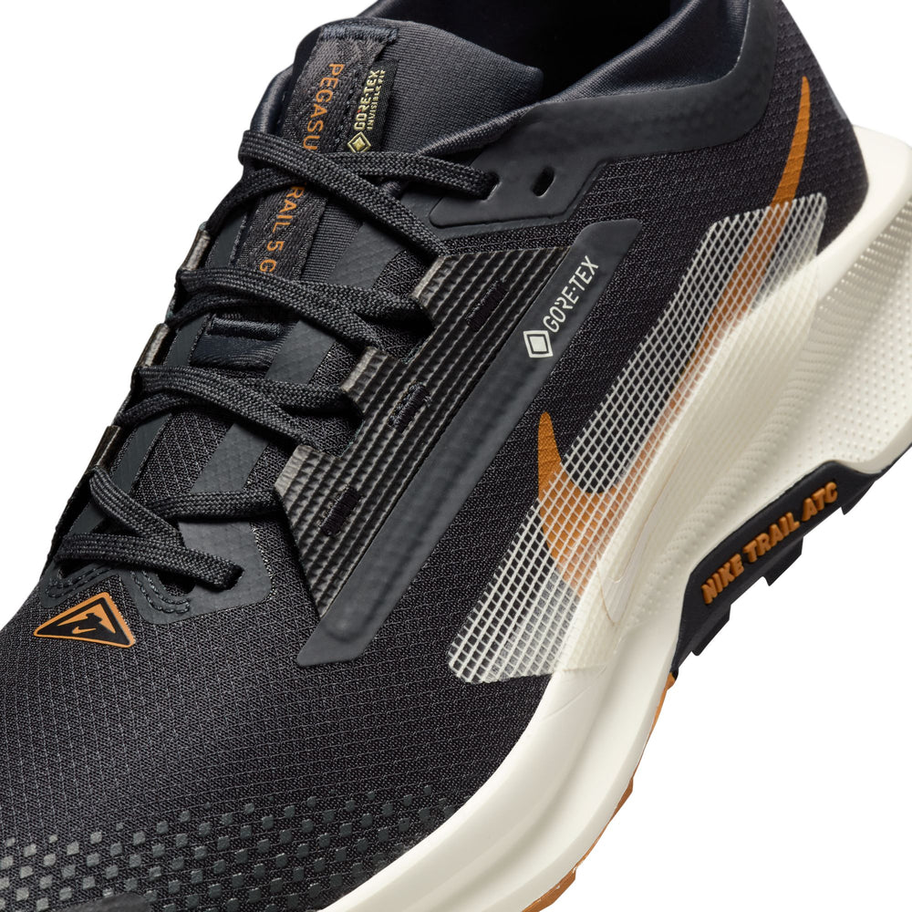 Nike Men's Pegasus Trail 5 GORE-TEX Trail Running Shoes Off-Noir / Black / Monarch / Pale Ivory - achilles heel