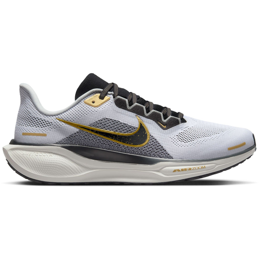 Nike Men's Pegasus 41 Running Shoes White / Metallic Gold / Light Smoke Grey / Black - achilles heel