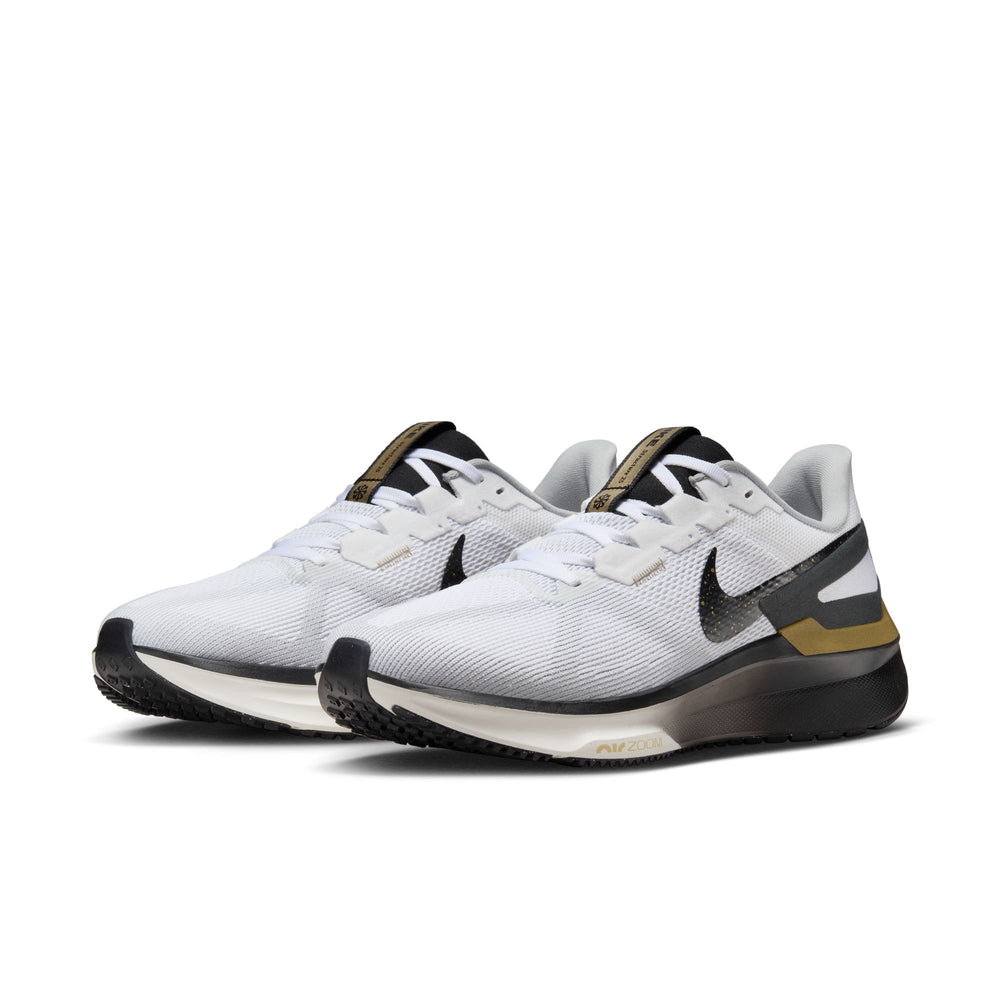 Nike Men s Air Zoom Structure 25 Running Shoes White Metallic Gold Light Smoke Grey Black Achilles Heel