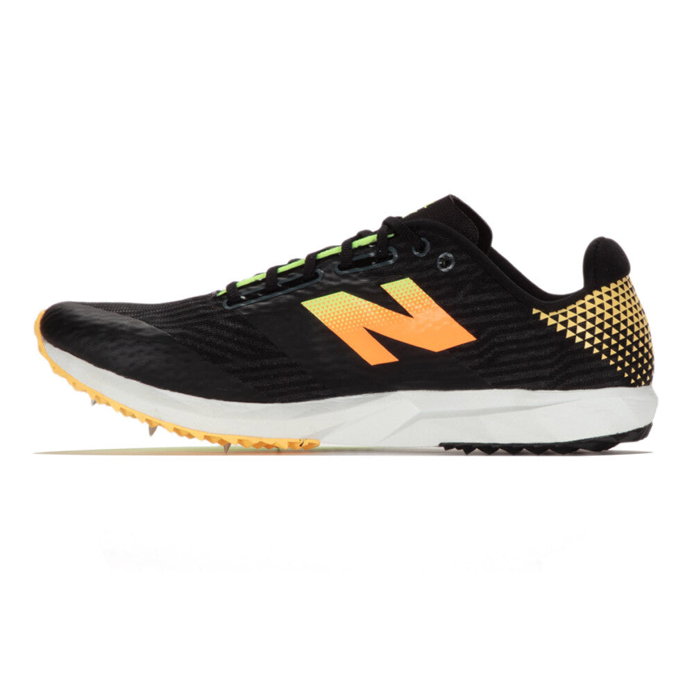 New Balance FuelCell XC7 v5 Running Spikes Black / Bleached Lime Glo / Hot Mango - achilles heel