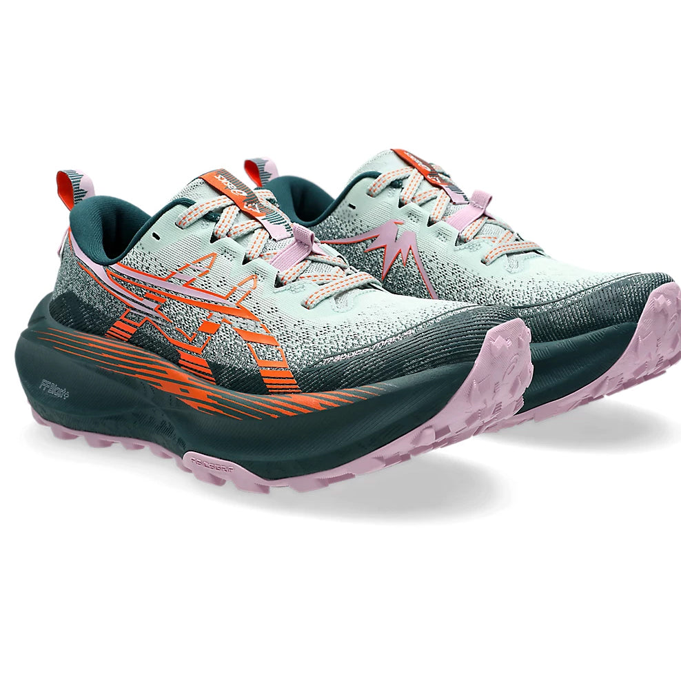 Asics Women's Trabuco Max 4 Trail Running Shoes Cold Moss / Nova Orange - achilles heel