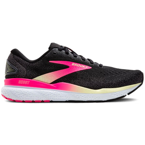 Brooks Women s Ghost 16 Wide Fit Running Shoes Black Pink Yellow Achilles Heel