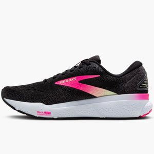 Brooks Women s Ghost 16 Wide Fit Running Shoes Black Pink Yellow Achilles Heel