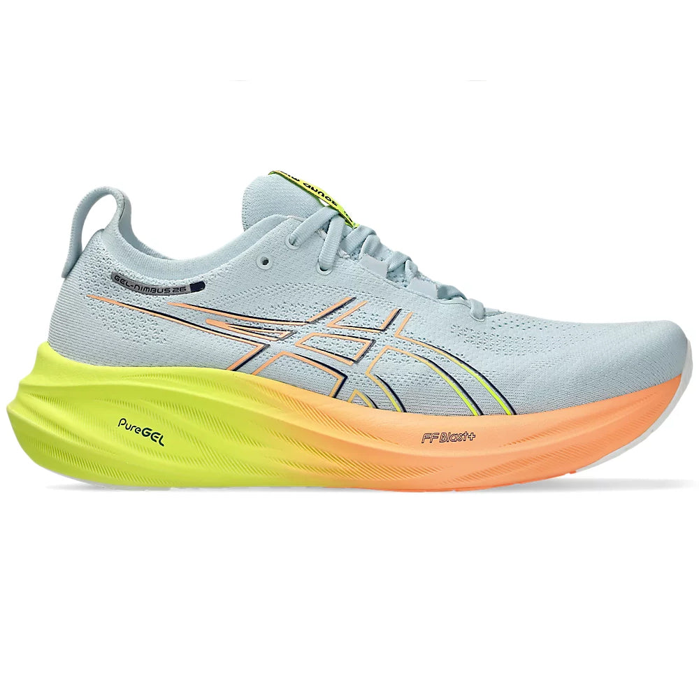 Asics Men s Gel Nimbus 26 Paris Running Shoes Cool Grey Safety Yellow Achilles Heel