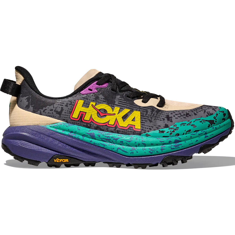 Hoka Men's Speedgoat 6 Trail Running Shoes Oatmeal / Mountain Iris - achilles heel