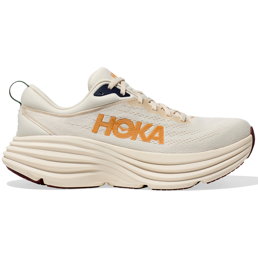 Hoka Men's Bondi 8 Running Shoes Oat Milk / Alabaster - achilles heel