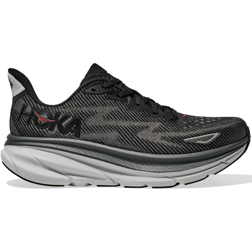 Hoka Men s Clifton 9 Running Shoes Black Outer Orbit Achilles Heel