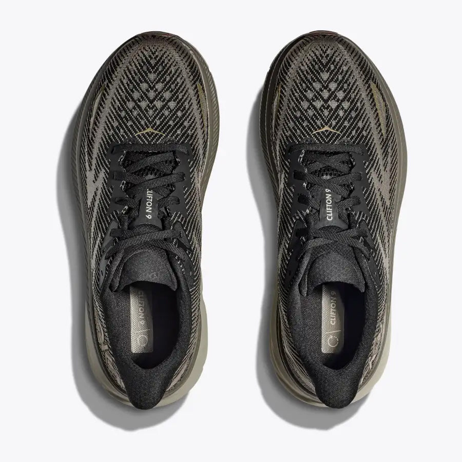 Hoka Men's Clifton 9 Running Shoes Black / Slate - achilles heel