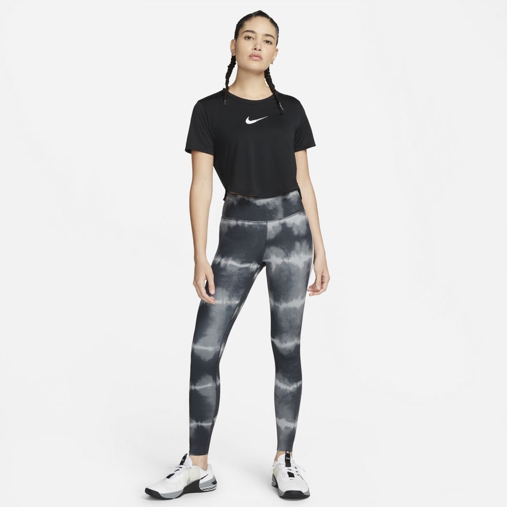Nike Women's Essential Black/Metallic HW Printed Leggings (DM4610