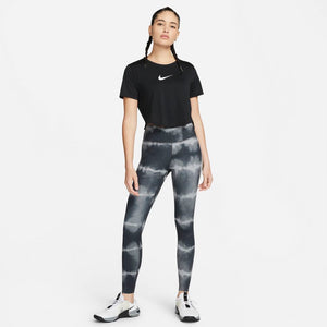 Nike Women's Dri-FIT One Luxe Mid-Rise Printed Training Leggings Black /  White / Clear