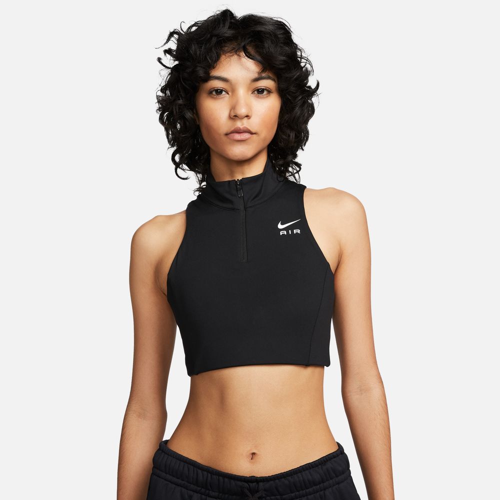 Nike Women's Air Dri-FIT Swoosh Mock-Zip Bra Black / White
