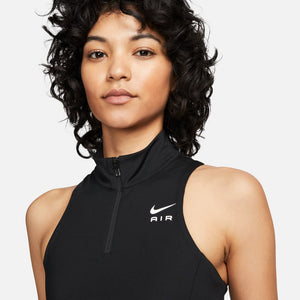 Nike Training Air Swoosh Dri-FIT mock zip neck cropped bra top in black